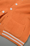 Orangefarbene, lässige, solide Patchwork-Kontrast-Oberbekleidung