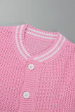 Lässige, einfarbige Patchwork-Kontrast-Oberbekleidung in Rosa