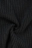 Vêtement d'extérieur contrasté en patchwork uni décontracté noir