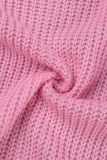 Vêtement d'extérieur contrasté patchwork uni décontracté rose
