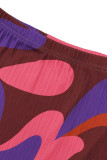 Rose-Rot-Blau-Promis-Print-Patchwork-Hose mit hohem Bund und Bleistift-Volldruck