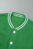 Casaco verde casual sólido patchwork contrastante