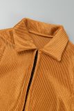 Top con colletto rovesciato casual arancione con patchwork solido