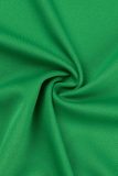 Зеленые повседневные однотонные пэчворк с разрезом и воротником-молнией с длинным рукавом из двух частей