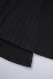 Pantalones casuales sólidos básicos flacos cintura alta altavoz color sólido negro