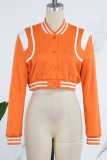 Vêtement d'extérieur décontracté patchwork uni contrasté orange