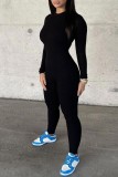 Grå Casual Solid Basic O-hals Skinny Jumpsuits