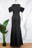Черное сексуальное торжественное вечернее платье с V-образным вырезом и V-образным вырезом Платья