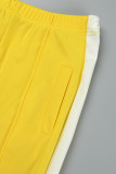 Желтые повседневные однотонные пэчворк с разрезом и воротником-молнией с длинным рукавом из двух частей