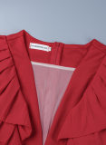 Rosa Elegant Solid Patchwork Vik V-hals Raka Jumpsuits