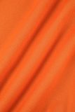 Orange Casual Patchwork Solid Contrast Ytterkläder