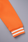 Oranje casual patchwork effen contrast bovenkleding