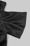 Robes de soirée noires sexy formelles à fente solide et col en V