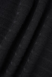 Calça preta casual sólida básica skinny cintura alta alto-falante cor sólida