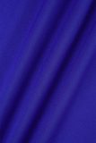 Robes de soirée bleues sexy formelles solides fendues à col en V