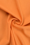 Arancione Casual Solid Patchwork Fessura Cerniera Colletto Manica lunga Due pezzi