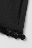 Zwarte casual effen patchwork skinny romper met V-hals