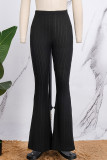 Black Casual Solid Basic Skinny High Waist Speaker Solid Color Trousers