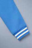 Prendas de abrigo de contraste sólido de patchwork casual azul
