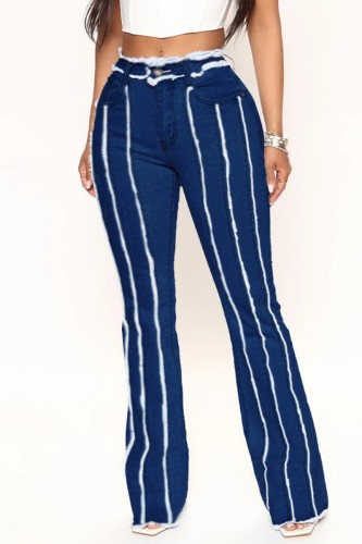 Темно-синие повседневные однотонные джинсы с высокой талией и высокой талией в стиле пэчворк
