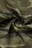 Legergroen Casual camouflageprint Backless spaghettibandjes Normale jumpsuits
