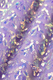 Paarse sexy patchwork kwastjes pailletten rugloze halter mouwloze jurkjurken