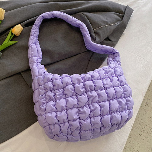 Bolsas com zíper de retalhos lisos diários roxos casuais