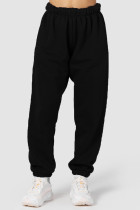 Negro Casual Sólido Regular Cintura Alta Convencional Color Sólido Pantalones