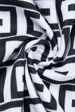 Due pezzi manica lunga colletto con cerniera patchwork stampa casual bianco