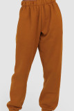 Café Casual Sólido Regular Cintura alta Convencional Color sólido Pantalones
