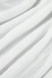 White Casual Solid Patchwork Half A Turtleneck Short Sleeve Bodycon Maxi Dress