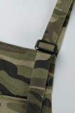 Tute regolari con cinturino senza spalline con stampa mimetica casual verde militare
