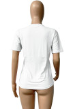 Camiseta branca casual estampa de letra básica com gola O