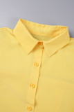 Cime con colletto a camicia tinta unita casual gialle