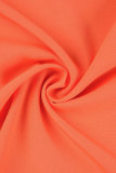 Orange Casual Solid Patchwork Skjorta Krage Toppar