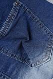 Ковбойские синие повседневные рваные джинсовые юбки с высокой талией и постепенными изменениями