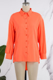 Tops à col chemise patchwork décontractés orange