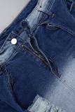 Le gonne di jeans skinny a vita alta strappate casuali a cambiamento graduale blu da cowboy