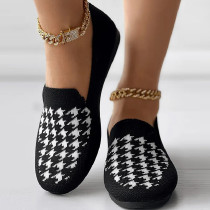 Zwarte casual patchwork ronde comfortabele platte schoenen