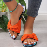 Оранжевые повседневные лоскутные туфли на каждый день с бантом Круглые удобные туфли