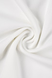 Blanc Élégant Solide Patchwork Fermeture Éclair O Cou Une Ligne Robes (Avec Ceinture)