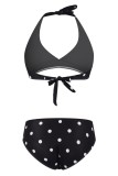 Черные купальники с открытой спиной и повязками с сексуальным принтом (с прокладками)