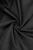 Mameluco flaco con cuello en O transparente de patchwork sólido casual sexy negro