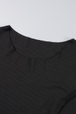 Черные сексуальные однотонные лоскутные платья с круглым вырезом и юбкой на один шаг