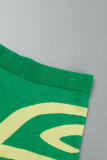 verde casual patchwork frenillo contraste o cuello sin mangas dos piezas