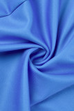 ブルー カジュアル 徐々に変化するプリント ベーシック ターンバック カラー プラス サイズ XNUMX 枚
