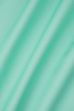 Зеленый повседневный принт с постепенным изменением в стиле пэчворк с отложным воротником без рукавов из двух частей