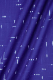 Mameluco pitillo con cuello en O de patchwork con estampado casual azul