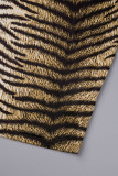 Leopard Print Sexy Animal Print Patchwork Backless Spaghetti Strap One Step Skirt Dresses