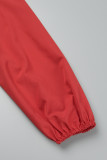 Красные повседневные однотонные платья-юбки в стиле пэчворк с V-образным вырезом и талией (с поясом)